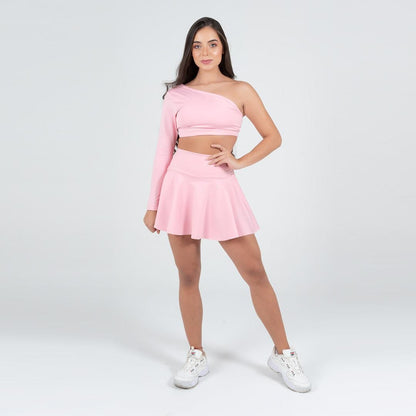 Sofia One Shoulder Skirt Set [Baby Pink]